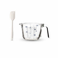 Food Grade Borosilicate Glass Measuring Jug Heat Resistant Glass Measuring Cup Clear Scale Markings Graduated Beaker Cup Dishwasher Safe for Home Cooks, Bakers