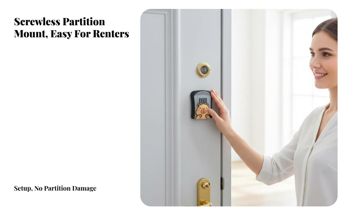 bracketMounted Lockbox Safe Drill Installation Cartoon Character Lockbox Hider Peephole Mountable Code-Latch Latchbox for Residents, Doorway, Home