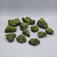 12 Pieces Artificial Moss Rocks Realistic Artificial Moss Stones Prop Lightweight Green for Decorators, Indoor Greenery Scenes