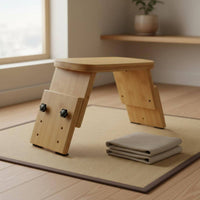 Portable Meditation Stool with Pad Sturdy & Stable Ergonomic Kneeling Bench Bamboo Meditation Stool with Pad for Home
