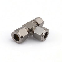 Three-Way Pipe Connector Stainless Steel Tee Fitting with Compression Nuts Water Line Splitter Metal Hardware Heavy-Duty