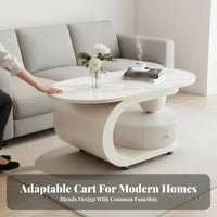Mobile Design Rolling Side Table with Storage Space Saving Rolling Coffee Table with Drawer Multi-Purpose Household Furniture Easy Assembly for Apartment Dwellers, Homeowners, Students, Living Room, Small Areas, Bedroom, Balcony