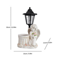 Angel Statue with Solar Lantern Outdoor Garden Figurine Planter Decorative Garden Statue with Lantern for Homeowners, Yard, Patio