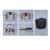 4 Pieces Camping Cookware Kit Resistant Camping Pot Set Outdoor Use Portable Cooktop Cookware for Campers