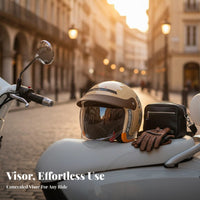 Stylish Design Electric Scooter Helmet with Visor Anti-Fog Lens All Season Moped Helmet Lightweight Safety Headwear Breathable Lining for Women, Commuters