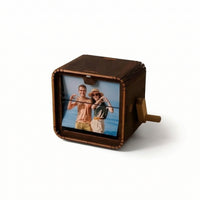 Photo Melody Box Wooden Melody Box with Photo Window Nostalgic for Home Decor