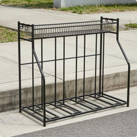 Two-Wheeler Storage Rack Top Mesh Shelf Bike Display Rack Vertical Bike Stand Hanging Hooks Adjustable Two-Wheeler Floor Stand