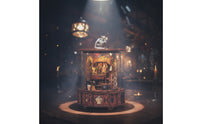 Music Box with Display Cover Wooden Miniature Music Box Small-Scale Decor for Hobbyists, Crafters, Bookshelf, Study Room