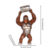 Resin Primate Sculpture Imitation Wood Tabletop Primate Sculpture Decor Metal-Like Highlight