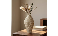 Vase with Undulating Texture Textured Resin Vase Organic Flower Holder for Shelf Display