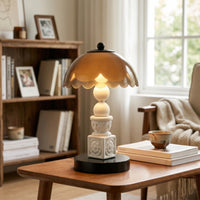 Adjustable Table Lamp with Dome Shade Warm Vintage Table Lamp Sculptural Soft for Bedroom