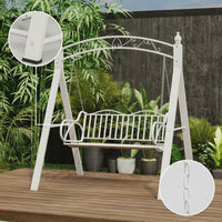 Swing Bench with Arch-Supported Base Freestanding Outdoor Swing Bench Metal Furniture for Couples, Homeowners, Garden, Backyard, Balcony