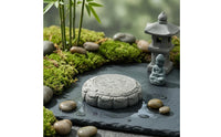 Faux Bluestone Decorative Drum Ornament Raised Relief Miniature Landscape Ornament Engraved Pattern Home Decor Resin for Garden