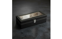 Transparent Window Watch Display Box Luxury Look Leather Watch Box Velvet Lined Storage Furniture Soft Cushion Slots for Gift Packaging