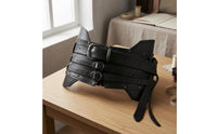 Layered Strap Medieval Waist Belt Leather-Like Knight Costume Belt Buckle Closure
