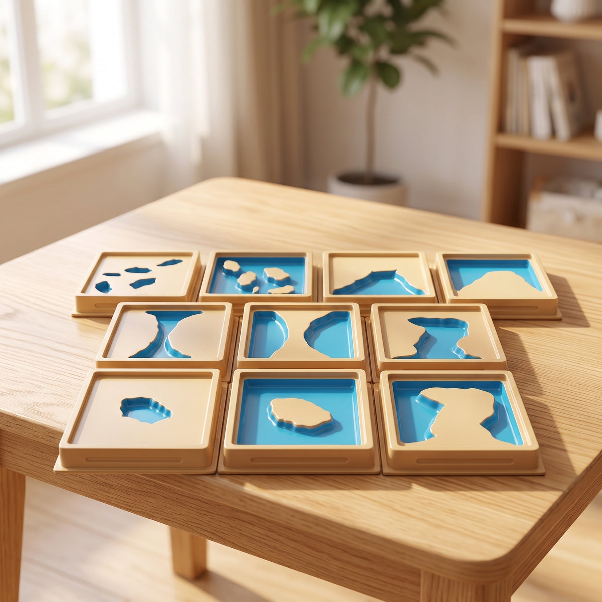 4 Pieces Landform Board with Wooden Frame Educational Geography Model Board Sensory Toy for Young Children, Classroom