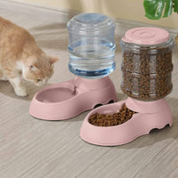 Anti-Tip Design Automatic Pet Feeder and Waterer Set Non-Slip Base Large Capacity Pet Water Dispenser Transparent Hopper 1 Gallon Dog and Cat Feeder Easy to Clean for Vacation, Travel, Work