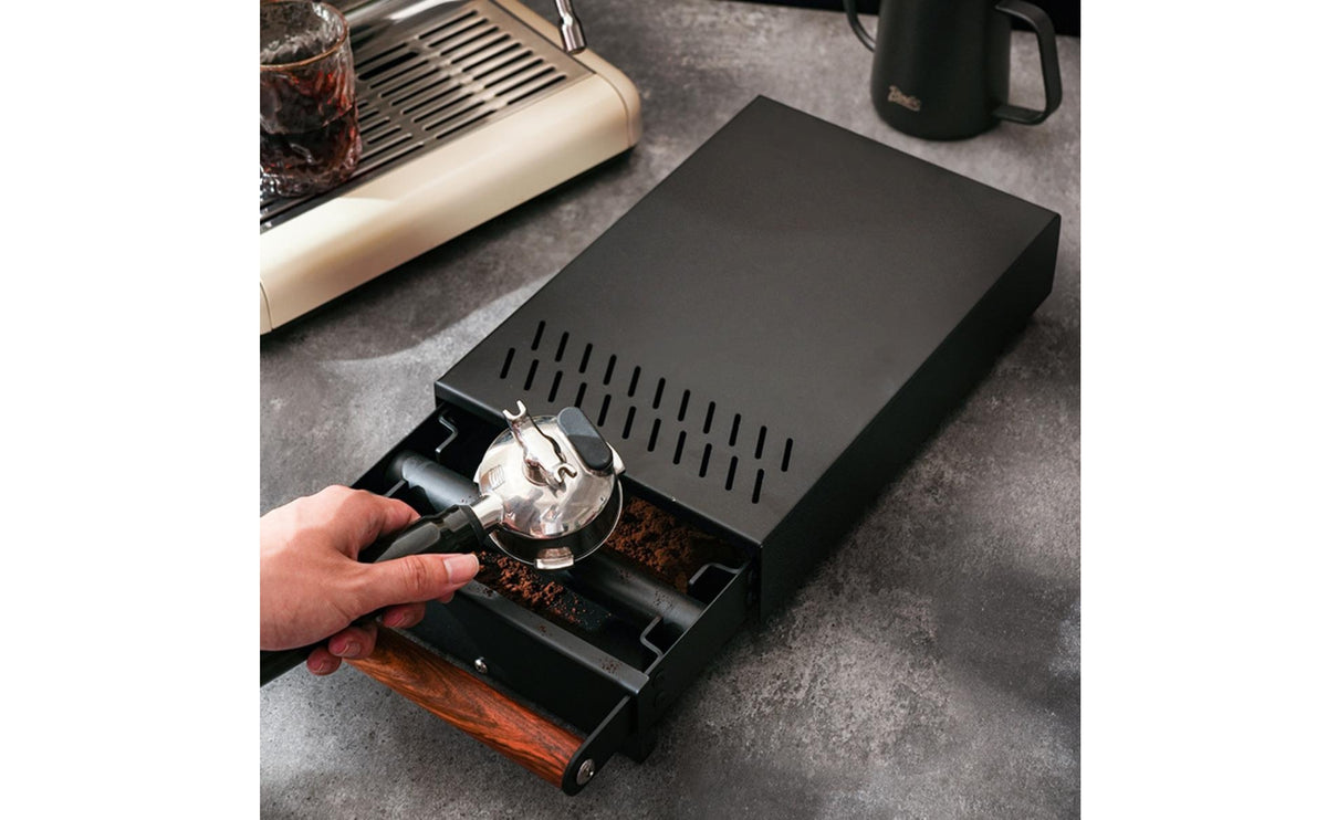Coffee Grounds Drawer Knocks Box Drawer Vented Coffee Grounds Container with Handle for Baristas