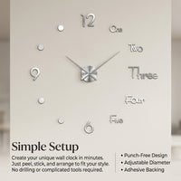 3D DIY Frameless Large Wall Clock, Home Decor, Minimalist Pointer Digital Display, Large Wall Clock for Living Room Home Office, Battery Operated