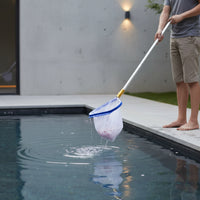 Reinforced Rim Pool Foliage Skimmer Fits Standard Pole Pool Skimmer Net Blue Frame Water Cleaning Gear for Pools, Ponds