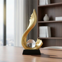 Feng Shui Table Decoration Luxury Highlight Resin Wave Sculpture Abstract Wave Sculpture Distinctive Design for Living Room