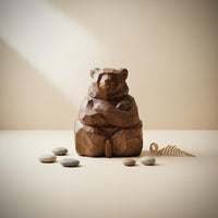 bears Figurine Gift Idea Wooden Animal Sculpture Country Home Decor Animal Ornament