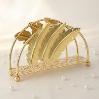 Tissue Holder with Feather Panels Decorative Freestanding Napkin Holder Metal Standing Napkin Dispenser for Living Room