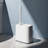 Small Slim Bathroom Trash Can Disposable Trash Can with Toilet Brush and Holder Replaceable Bathroom Wastebasket with Toilet Brush Concealed for Washroom