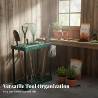 Multifunctional Garden Tool Rack Easy to Assemble Yard Tool Organizer Heavy-Duty Shovel and Rake Holder Large Capacity for Outdoor, Garage, Shed, Basement