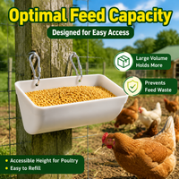 Hanging Chicken Feeder Polymer Trough for Chickens Ducks Geese, Automatic Poultry Feeder for Small Flock