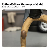 1:64 Motorcycle Motorcyclist Figure Hand-Painted 1:64 Scale Miniature Scene Person Retro Motorcyclist Figurine Highly Detailed