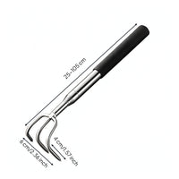 Stainless Steel Telescopic Garden Rake Long-Handled Telescoping Hand Rake Portable Foldable for Gardeners
