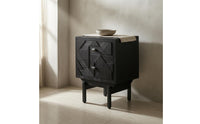 Geometric Drawer Nightstand Fully Assembled Two-Drawer Nightstand Square Pull Handles Bedside Table