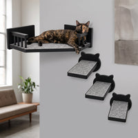 Wall-Mounted Cat Climbing Shelf with Solid Wood Steps and Bed, Space-Saving Design for All Seasons