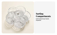 Embossed Flower-Shaped Fruit Tray Domed Lid Lidded Snack Tray Knob Handle Sectional Platter Low-Height