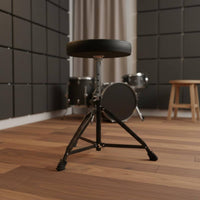 Collapsible Design Adjustable Drum Throne Non-Slip Rubber Feet Padded Round Drum Stool for Drummers, Beginners
