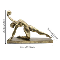 Gift Idea Home Golden Ornament Gymnast Statue Geometric Style Metal Gymnast Figurine for Living Room