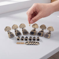 6 Pieces Guitar Machine Heads Sealed Tuning Key Button Heavy-Duty Tuner for Guitarists