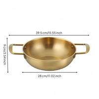 Food Grade Double Handle Soup Pot Riveted Handles Wide Shallow Pot Polished Finish Kitchenware Simple Design