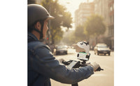 Helmet-Shaped Handlebar Phone Mount with Sun Shade Adjustable Handlebar Phone Holder Anti-Glare Universal for Riders, Delivery Drivers, Bikes, Electric Scooters