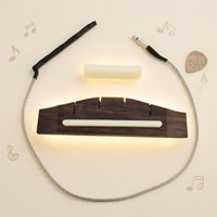 ABS Ukulele Bridge Set Braided Lead Ukulele Saddle Nut Kit Metal Plug Replacement Hardware Dark Brown