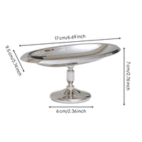 Stainless Steel Oval Serving Tray with Pedestal Mirror-Finish Pedestal Serving Tray Compact Stand Easy to Clean for Hosts, Home Entertaining