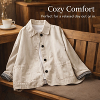 Women Overshirt Long Sleeve Button Up Jacket in Blend Material, Casual with Turn Down Neckline and Pockets