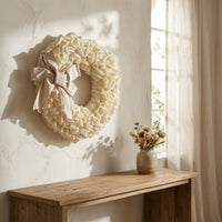 Textured Burlap Wreath Handmade Decorative Wreath Indoor Outdoor Home Decor Year Round for Wall Hanging