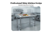 Stainless Steel Work Table with Backsplash Easy to Clean Commercial Kitchen Prep Table Rust-Resistant for Restaurant Chefs, Hotel, Bakery, Workshop