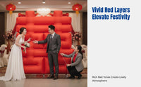 Wedding Inflatable Double Happiness Symbol, Red Ceremony Backdrop, Festive Arch for Events