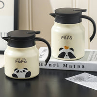 Large Capacity Panda Design Insulated Kettle 316 Stainless Steel Panda Thermal Pot Leak-Proof Beverage Container V-Shaped Spout for Home