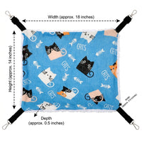 Cat Hammock Hanging Cat Bed with Metal Hooks, Double-Sided Canvas and Soft Swing, Portable Resting Place for Indoor Pet Cage and Enclosure