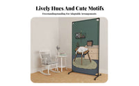 Cute Cartoon Design Smiling Flower Folding Screen Movable Room Divider vibrant hues Interior Decor Foldable for educators, Office Workers, Homeowners, Kindergarten, Bedroom, Playroom, Studio Apartment
