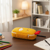 Fried Prawn Pencil Case Large Capacity Fuzzy Battered Pen Pouch Cute Design Cartoon Prawn Stationery Bag for Students, Kids, School, Office